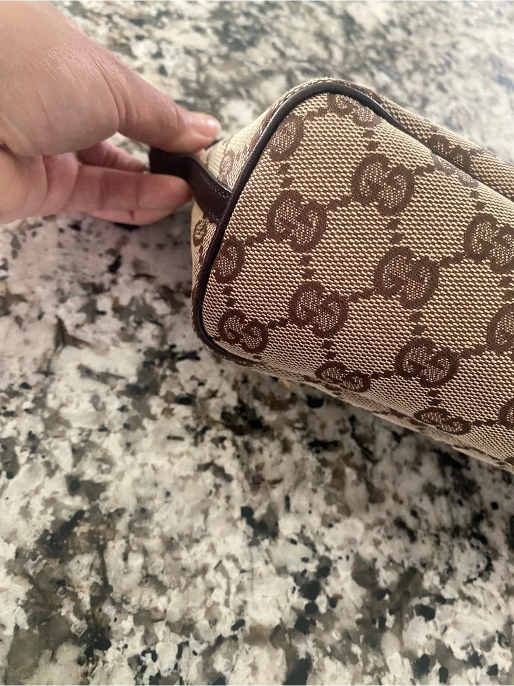 Gucci Brown Monogram Wristlet Clutch